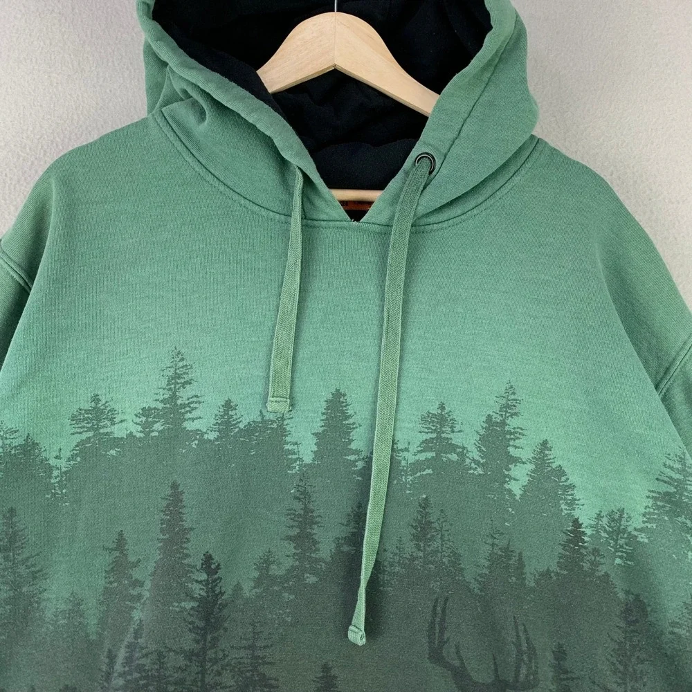 Legendary Hoodie Mens XLT Green Outdoors Deer Forest Graphic Pullover Sweatshirt